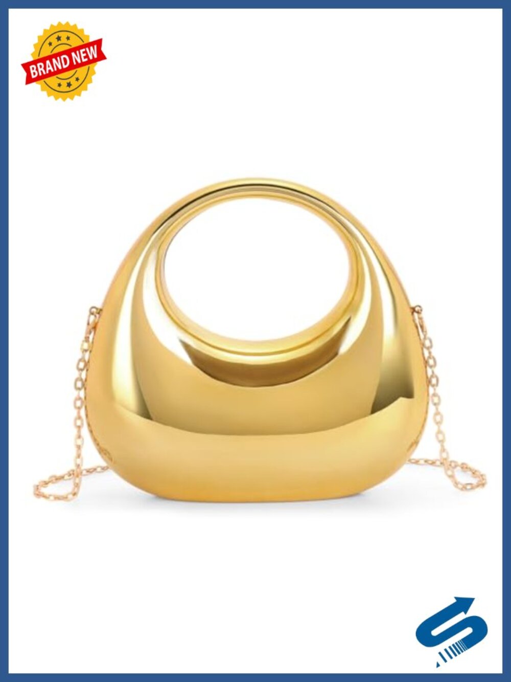 Acrylic Moon Clutch Purse with Chain for Women Evening Wedding Party